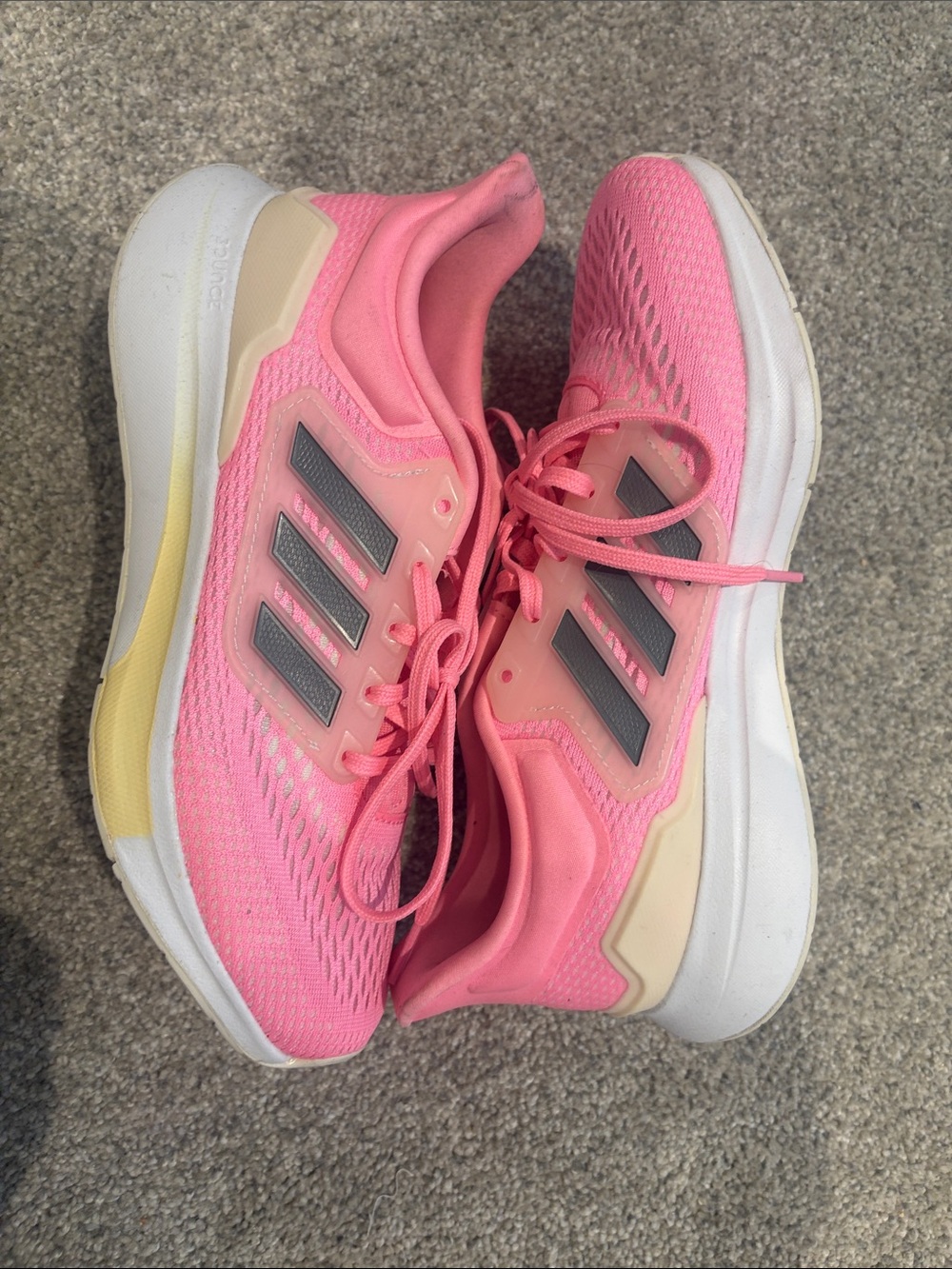adidas Pink Women's Athletic Running Shoes with Gray Stripes